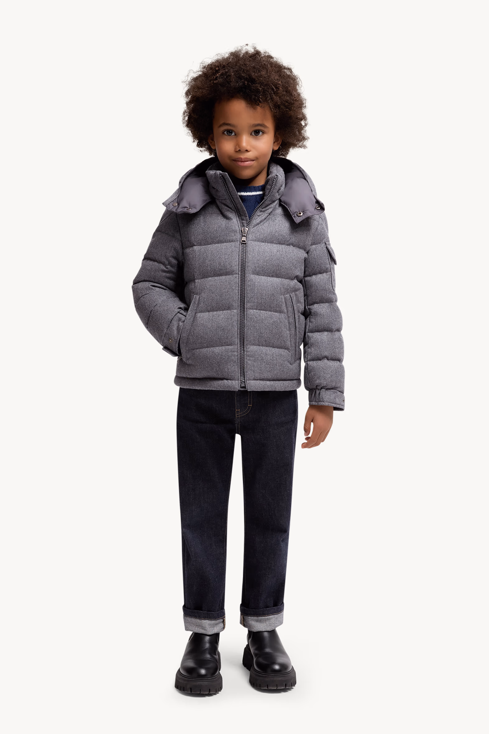 Montgenevre Hooded Wool Down Jacket Boy Dark Grey Moncler 2